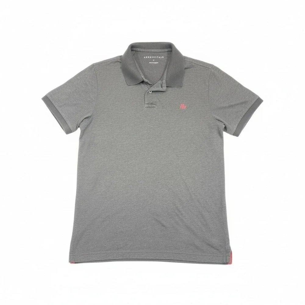 Aéropostale Polo Shirt Mens Large Gray Short Sleeve Cotton Embroidered Logo